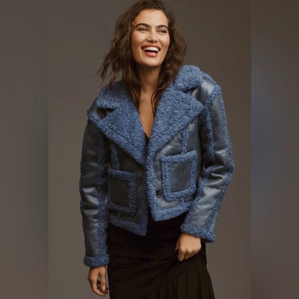 7 For All Mankind Periwinkle Faux Shearling Jacket